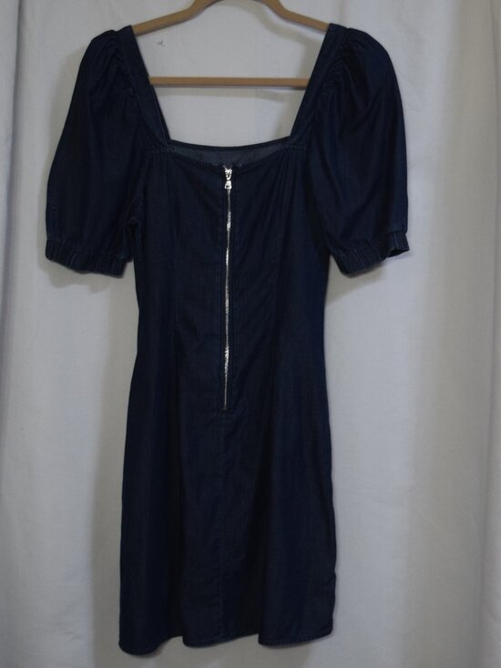 EXPRESS Denim Puff Sleeve Shift Dress, size s/p - Picture 2 of 6